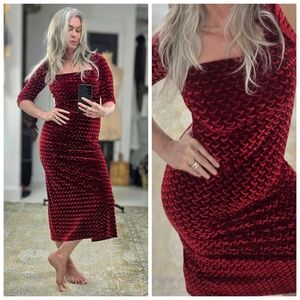 Vintage Red Velvet Maxi Dress